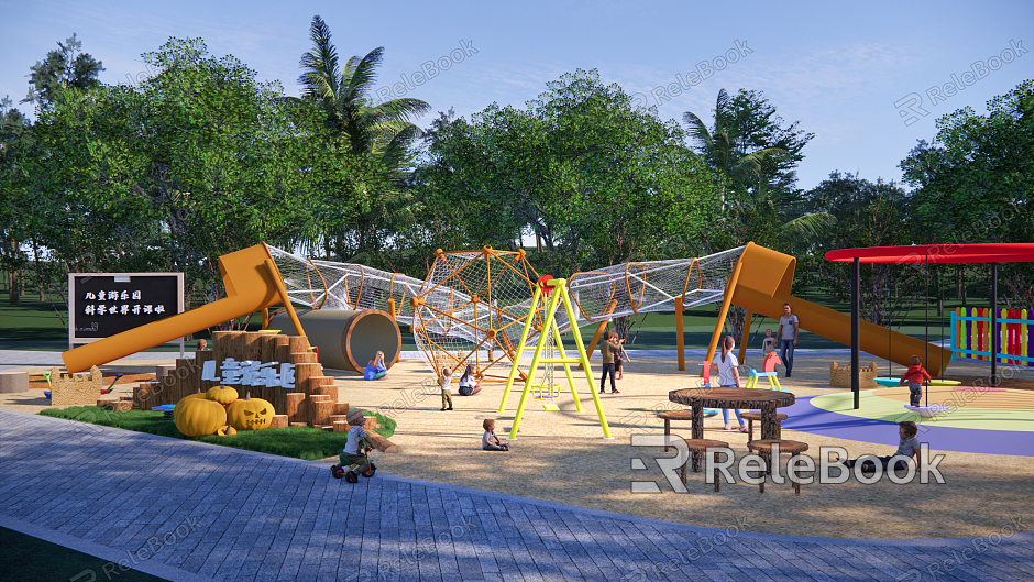 Modern Children's Play Area Unpowered Paradise Crawling Net Forest Nature Paradise Unpowered Equipment Sandpit Park model