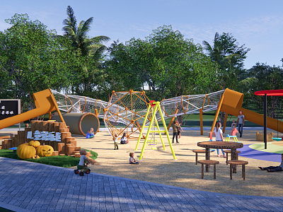 Modern Children's Play Area Unpowered Paradise Crawling Net Forest Nature Paradise Unpowered Equipment Sandpit Park model