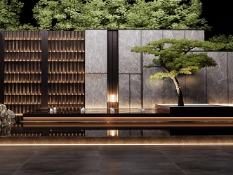 modern landscape wall waterscape 3d model