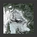 3D Natural Landscape Model With Snowy Regions Green Vegetation And Terrain Texture