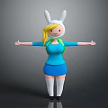Game Movie Character With Rabbit Ears Blonde Hair Blue Outfit Green Backpack Open Arms