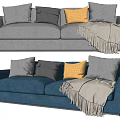 Modern double sofa multiplayer sofa 3d model