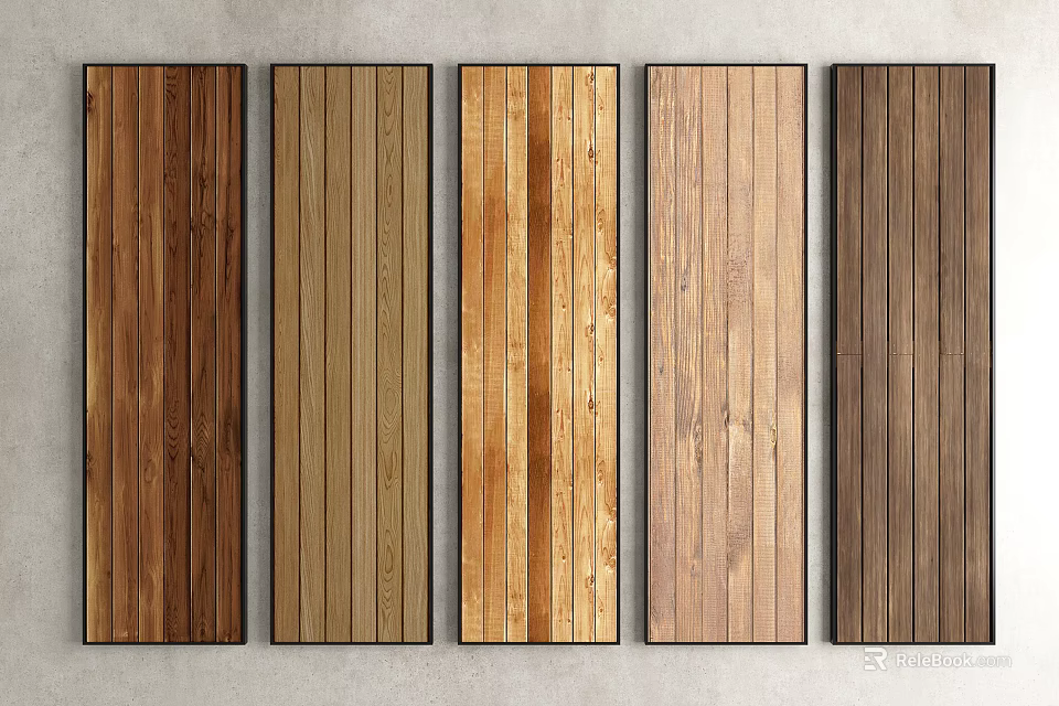 Different Wooden Planks With Various Colors And Natural Textures Arranged In A Row 3d model 