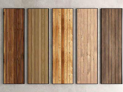 Different Wooden Planks With Various Colors And Natural Textures Arranged In A Row 3d model