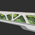 Contemporary Garden Wall Design With Irregular Green Plant Openings And Stone Slab Floor