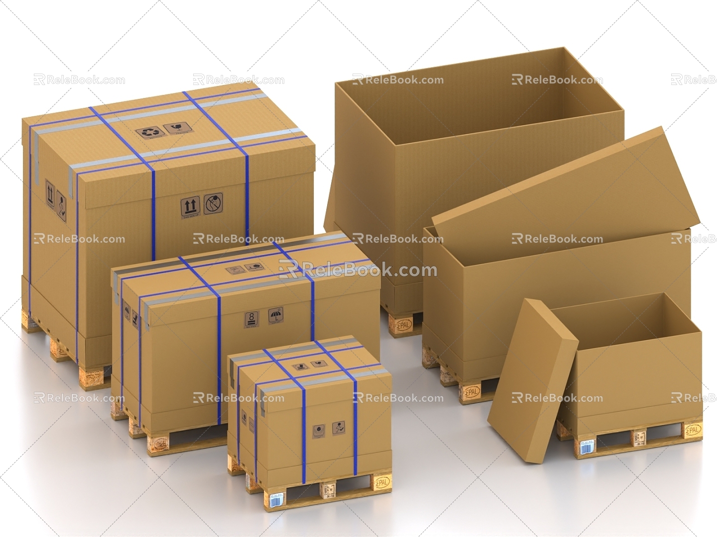 Carton Box Carton Box Box Logistics Box Packaging Box Pallet 3d model