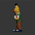 Yellow Cartoon Character In Green Sweater Brown Pants Blue Shoes Holding Red White Ball