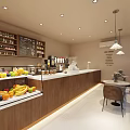Modern Bubble Tea Shop Interior With Counter Tables Chairs Fruit Display And Menu Board