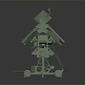 Green Mobile Military Radar Equipment With Wheeled Platform And Antenna Structure