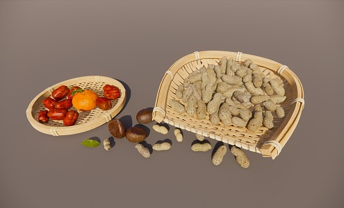 nut food combination bamboo dustpan 3d model