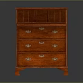 Classic Antique Mahogany Writing Desk With Brass Handles Drawers And Top Compartments