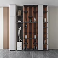 Modern Display Cabinet Interior Design With Brown White Shelves And Decorative Items