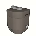 Midea Brown Electric Rice Cooker Kitchen Appliance With Control Panel And Knob 3d model