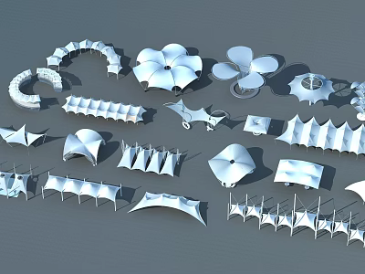 White Industrial Equipment 3D Models With Various Structural Shapes And Components 3d model