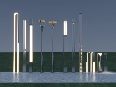 Modern Outdoor Lights Featuring Various Contemporary Designs And Sleek Structures For Landscape Lighting 3d model