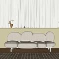 Modern Multiplayer Sofa Cream Double Sofa 3d model