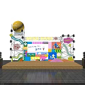 Photo Check In Spot For City Roaming Chinese Style Market With Colorful Stage Decorations
