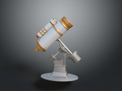Vintage Telescope With Brass And Silver Finish On Stand Mount Design 3d model