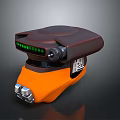 Futuristic Orange Dark Brown Computer Peripheral With Green Indicator Lights and Metallic Components 3d model