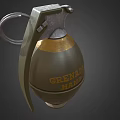 Hand Grenade With Safety Pin Yellow And Green Metallic Body Grenate Hand Text