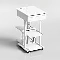 Modern White Rolling Functional Desk With Multiple Shelves For Storage And Mobility 3d model