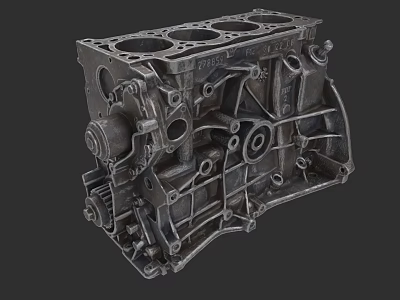 Car Engine Block Metal Construction With Cylinder Holes And Mechanical Parts 3d model
