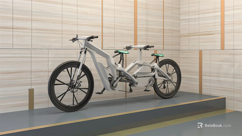 Modern Tandem Bicycle With Two Seats And Sleek White Frame Design 3d model