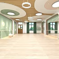 School Dance Studio With Green Walls Wooden Flooring And Ballet Barres