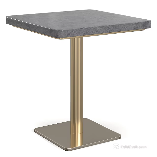 Stylish Modern Coffee Table Featuring Gray Marble Top And Gold Metal Legs 3d model 