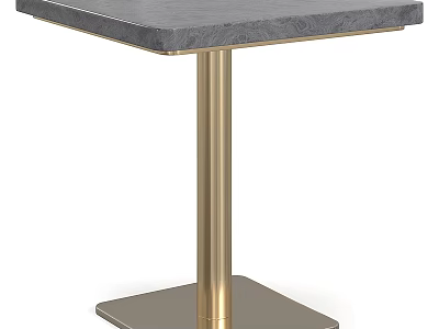 Stylish Modern Coffee Table Featuring Gray Marble Top And Gold Metal Legs 3d model