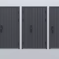 Three Gray Modern Security Doors With Vertical Stripes And Secure Locks 3d model