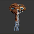 Orange Sci Fi Creature Head With Large Blue Eye And Transparent Stand