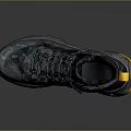 Black High Top Outdoor Boots With Yellow Accents And Non Slip Sole For Daily Wear