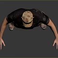 Game Movie Character With Black T-Shirt Camouflage Pants Boots and Cap Standing Pose