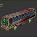 Modern Stylish Bus Exterior Design With Colorful Red Orange Blue Stripes And White Body