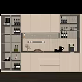 Modern Built in Wine Cabinet with Glass Doors Lighting and Drawers Displaying Wine Bottles
