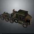 Camouflage Painted Military Truck With Multiple Wheels And Heavy Duty Transport Structure