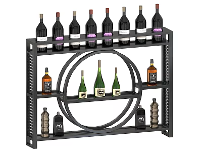Modern Metal Wine Rack With Multi Layer Storage For Wine Champagne Bottles Featuring Circular Design 3d model