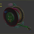 Gray Cable Reel With Coiled Cable Plug And Socket For Home Use