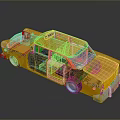 Yellow Classic Taxi Car With TAXI Sign And Striped Exterior Design