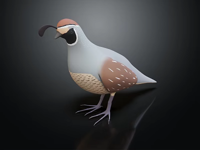 Flying Bird with Grey Body Brown and White Feathers Distinctive Head Pattern and Long Tail 3d model
