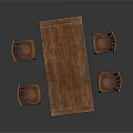 Wooden Dining Table Furniture with Four Rustic Wooden Chairs Classic Design For Home Dining Room