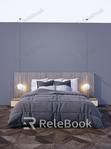 Modern Background Double Bed Double Bed Chandelier model