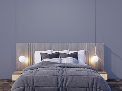 Modern Background Double Bed Double Bed Chandelier model