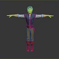 Man in Teal Vest White Shirt with Khaki Pants Brown Boots Arms Outstretched
