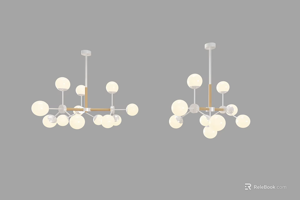 Modern Chandeliers With Multiple White Spherical Bulbs And Metal Frame Design 3d model
