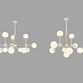 Modern Chandeliers With Multiple White Spherical Bulbs And Metal Frame Design 3d model