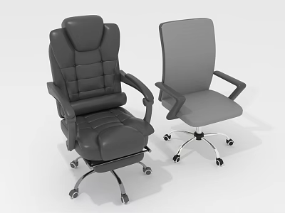 Ergonomic Office Chairs With Black Leather Gray Mesh And Rolling Wheels Design 3d model