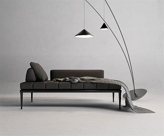 Modern chaise longue sofa stool bed end stool double sofa fisherman lamp floor lamp 3d model