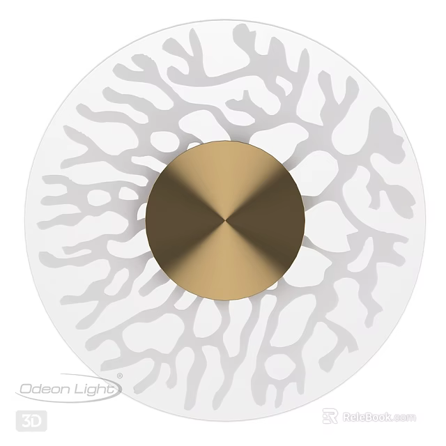 Modern Circular Wall Lamp With Golden Center And White Cutout Design 3d model 